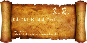 Kóti Richárd névjegykártya